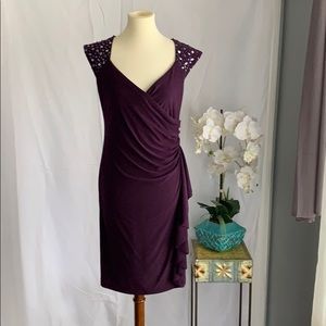 Dress Barn dressy dress Plum comfortable size 8